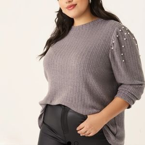 NWT East Adeline Caslid Pearl Crew Neck  Sweater